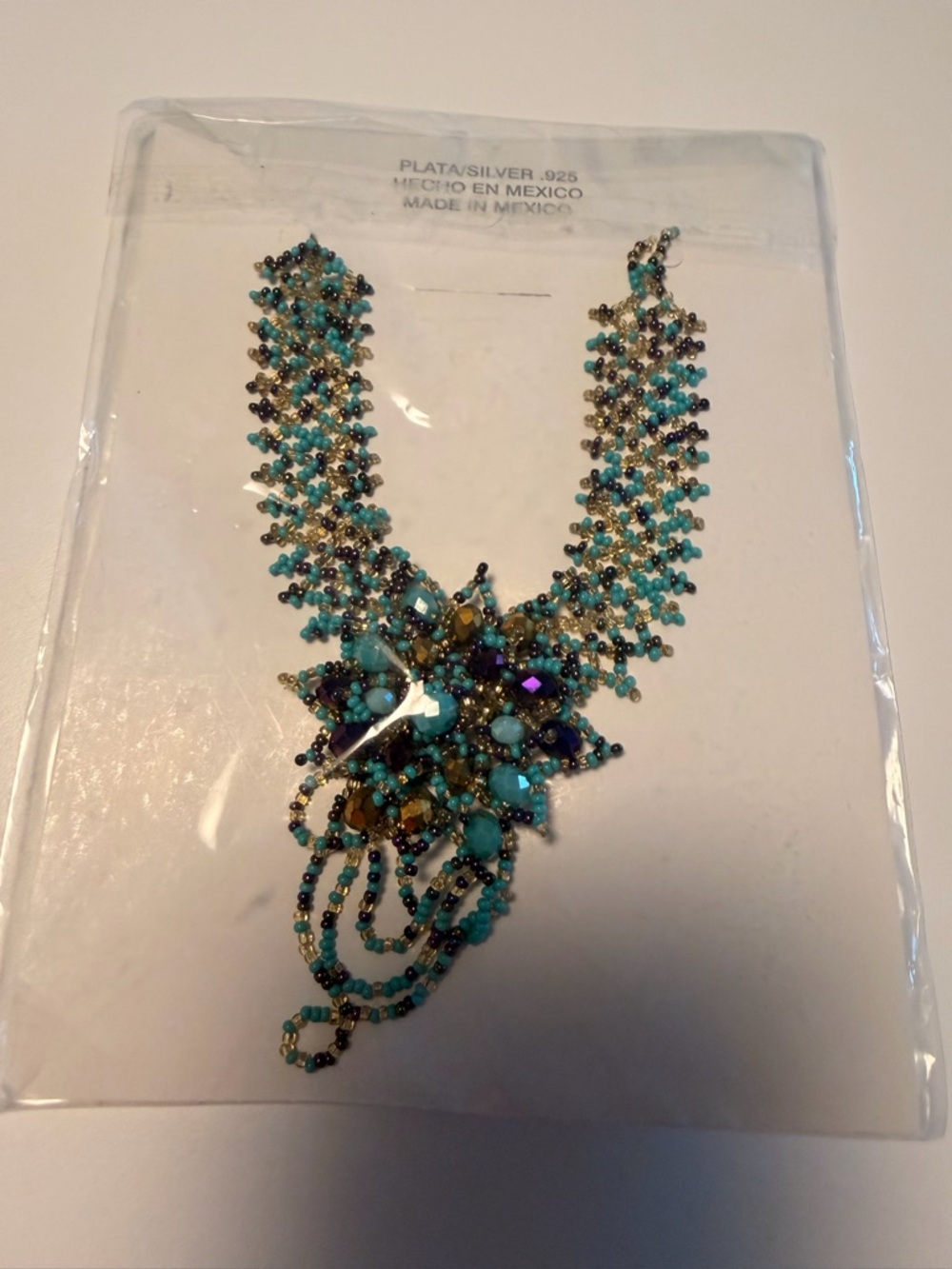 Turquoise Beaded Statement Necklace - Handmade Artisan Style, Silver 925 - Picture 3 of 10